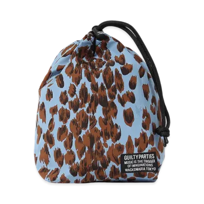 WACKO MARIA Leopard Drawstring Bag "Blue"