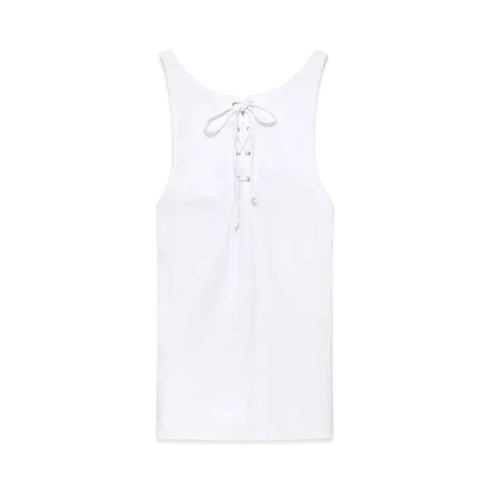 PRADA Women's Cotton Tank Top with Laces "White"