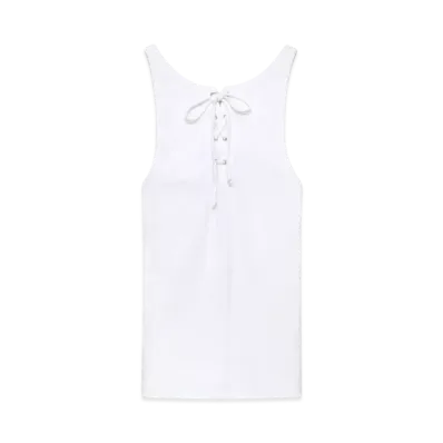 PRADA Women's Cotton Tank Top with Laces "White"