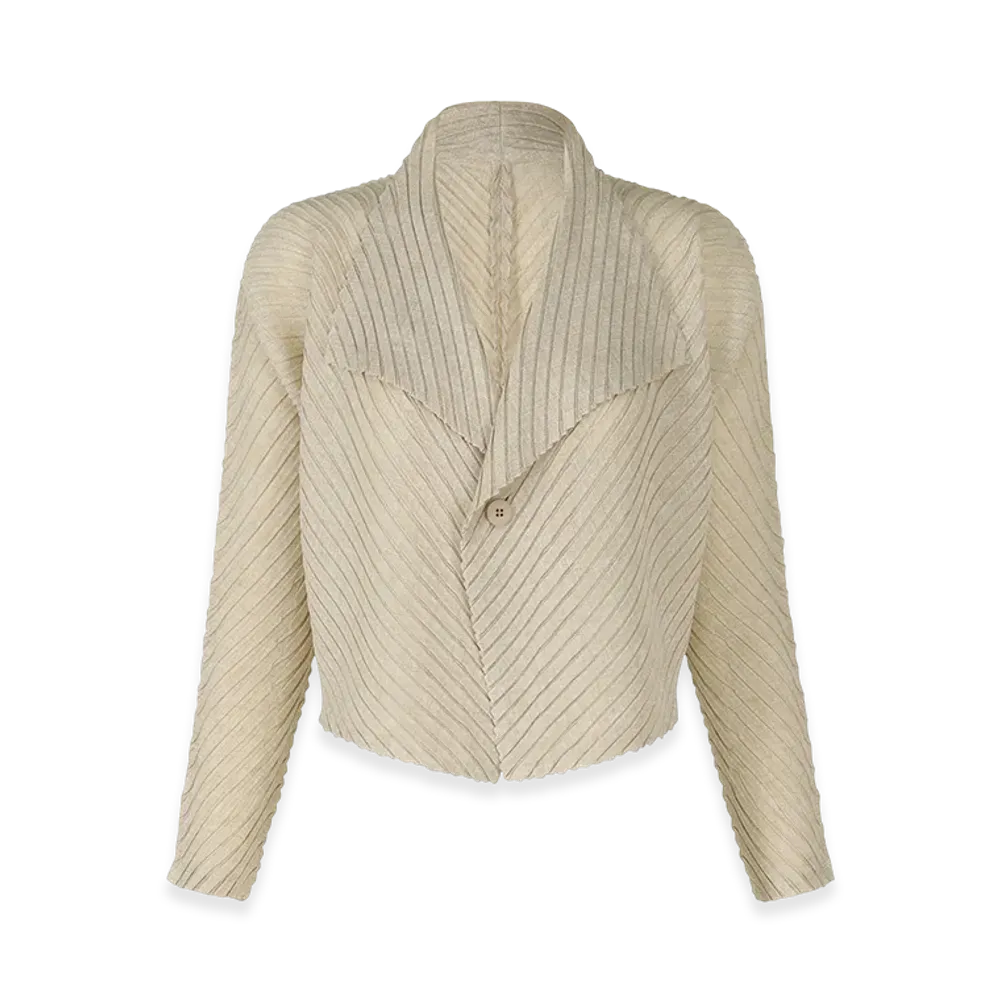 ISSEY MIYAKE Sheer Linen Like Pleats "OakaBeige"