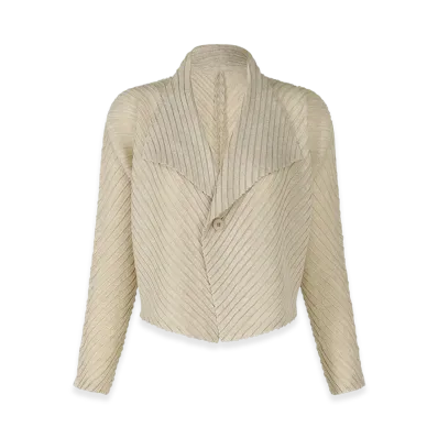 ISSEY MIYAKE Sheer Linen Like Pleats "OakaBeige"