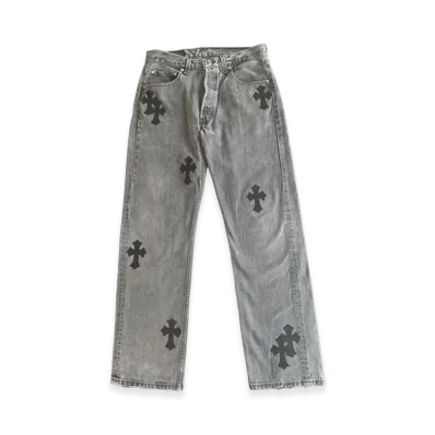Chrome Hearts x Levi's 501 Cross Patch Denim Pants "Black"