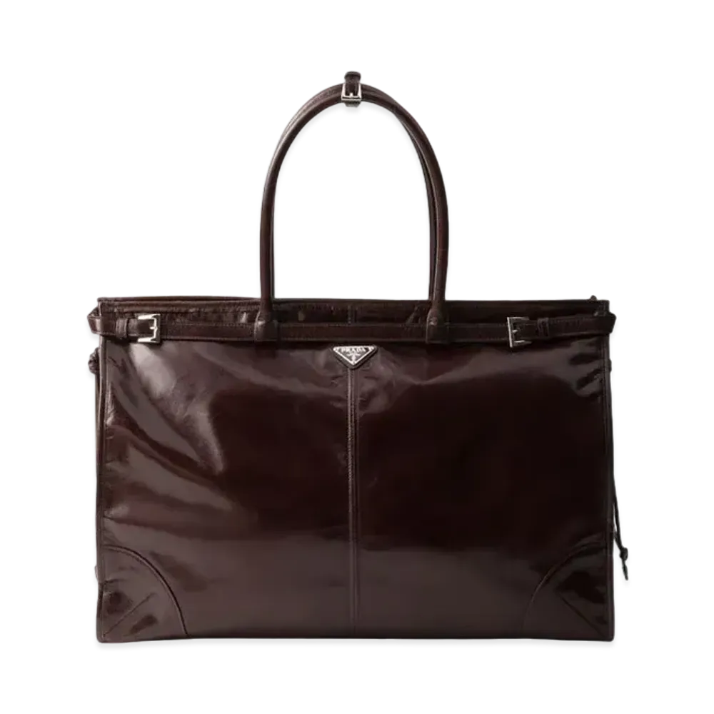 PRADA Leather Tote Bag "Dark Brown"