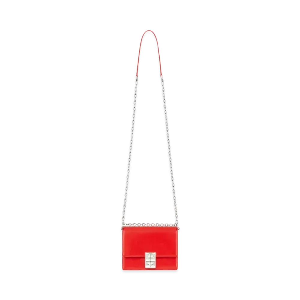 GIVENCHY Small 4G Bag in Box Leather with Chain "Red"