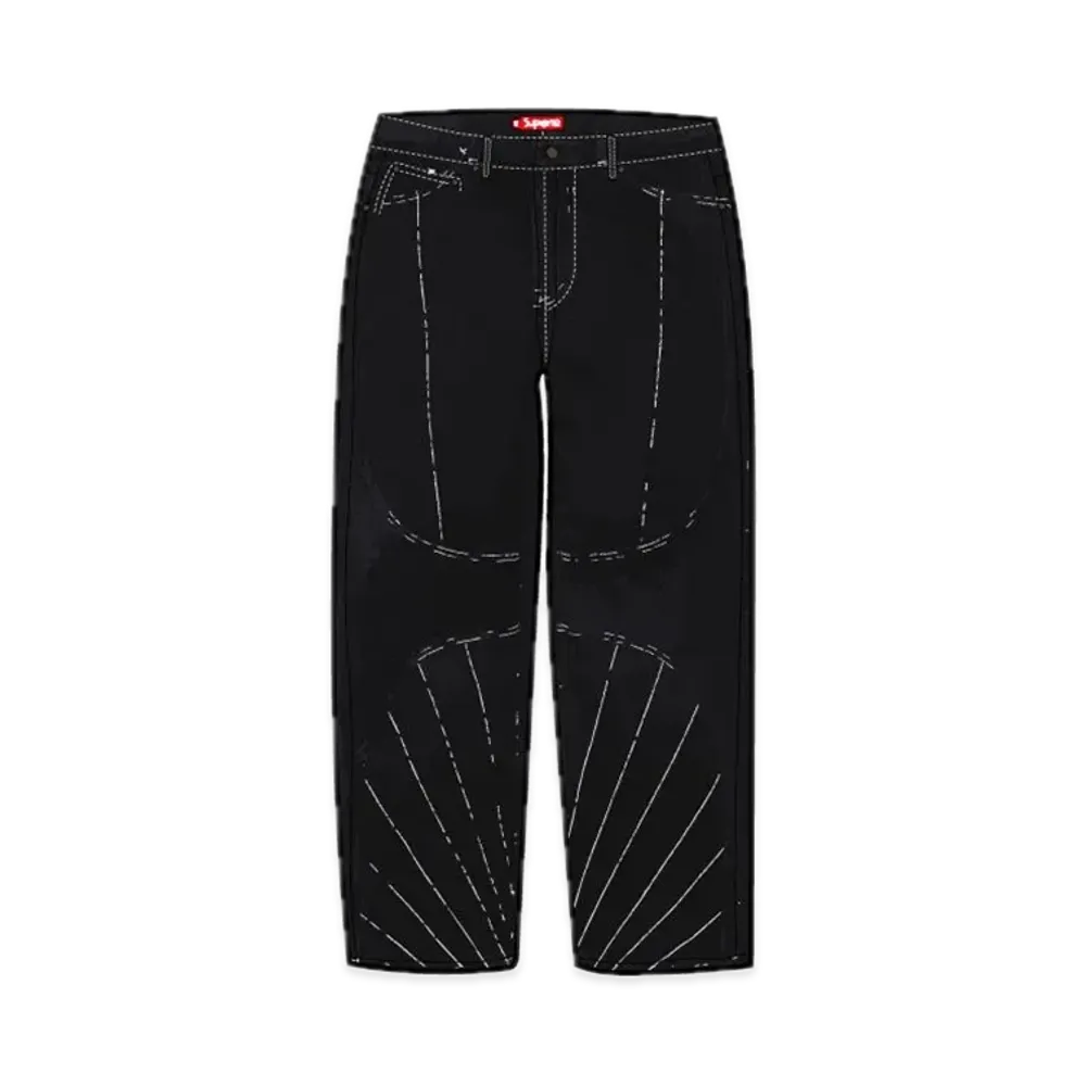 Supreme Radial Embroidered Loose Fit Jean "Black"