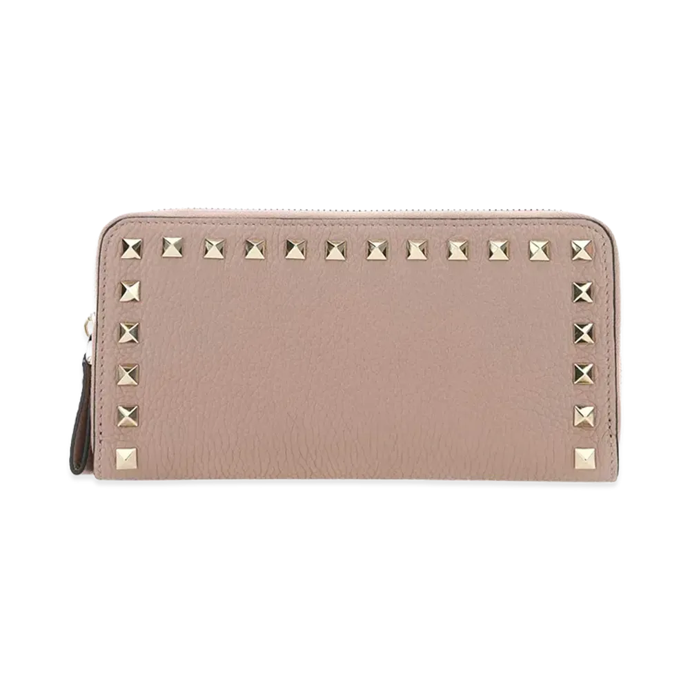 Valentino Women's Leather Rockstud Wallet "Antiqued Pink"