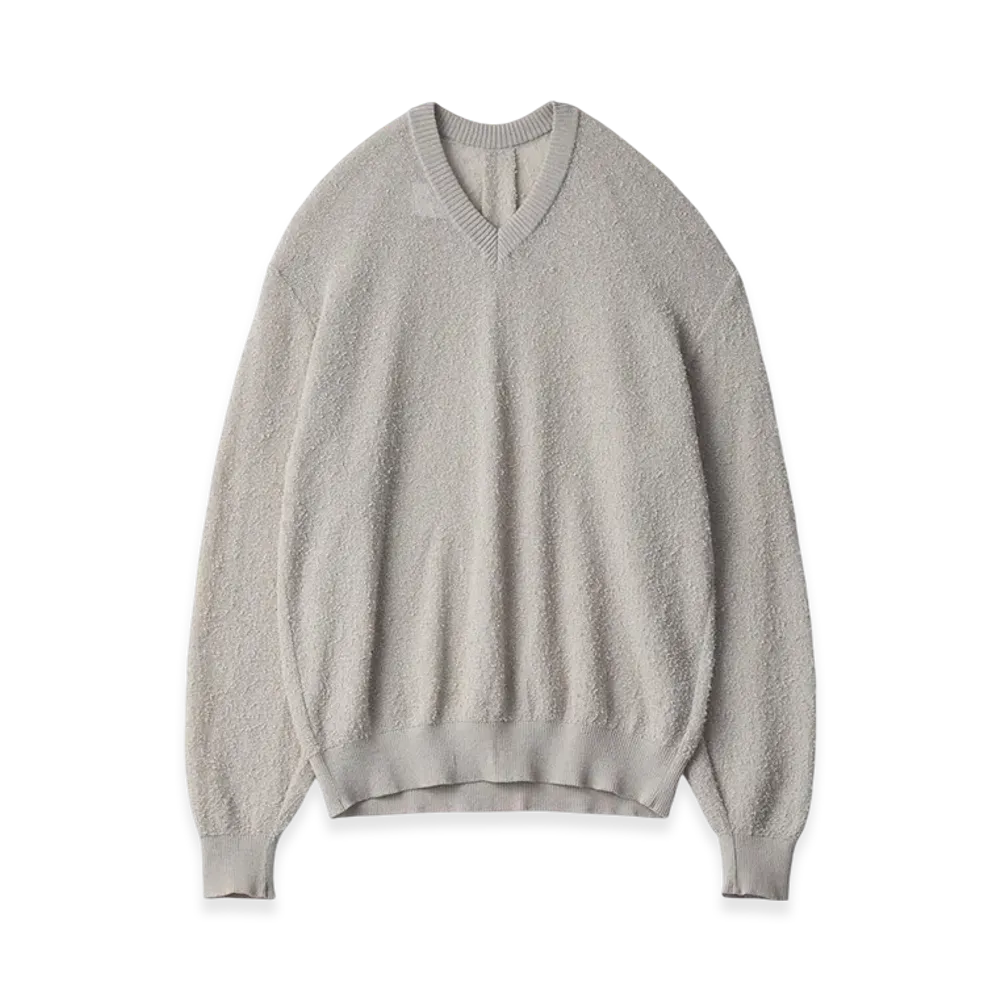 ssstein Sheer Light Knit V Neck LS "Pale Grey"