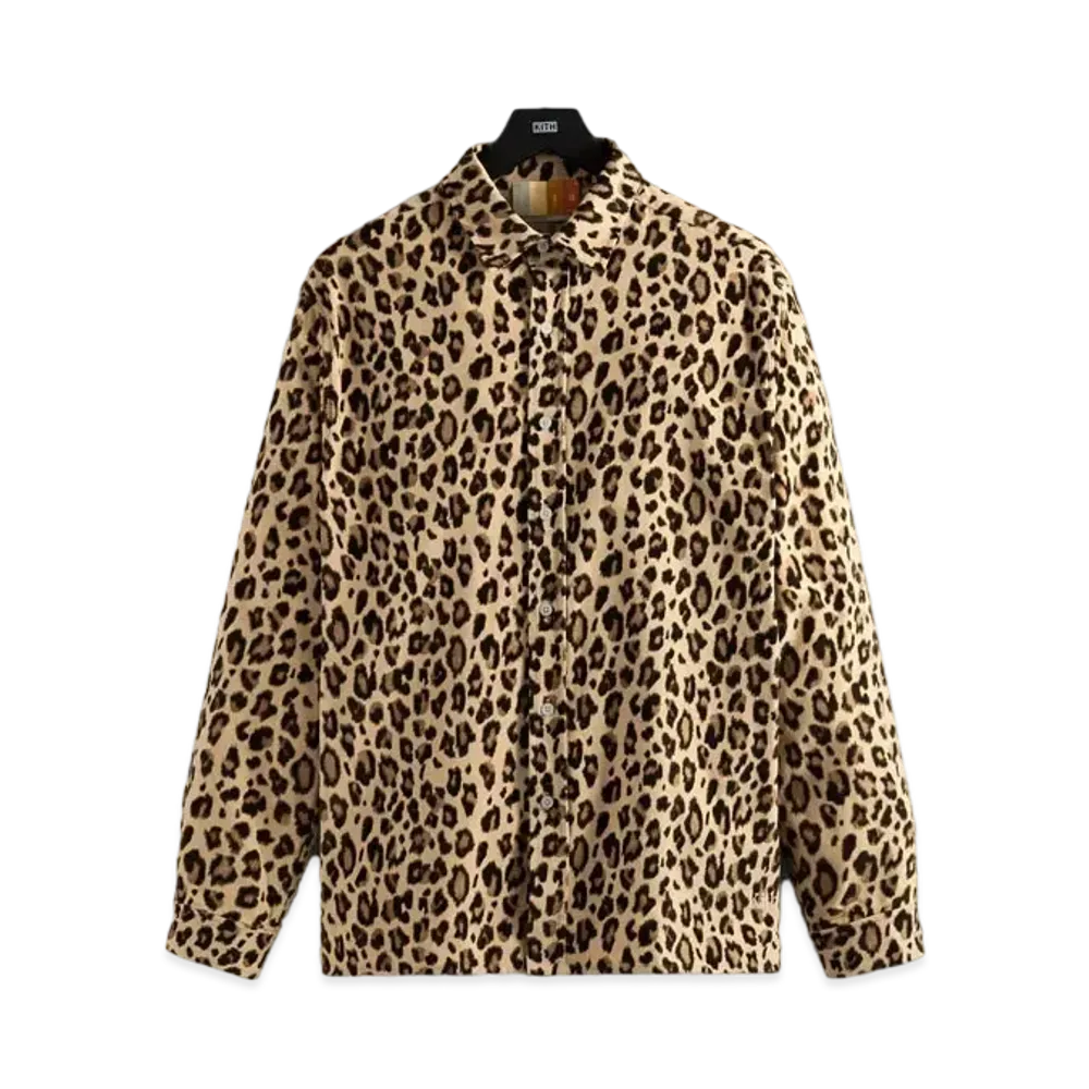 Kith Printed Leopard Cord Ludlow Shirt "Birch"