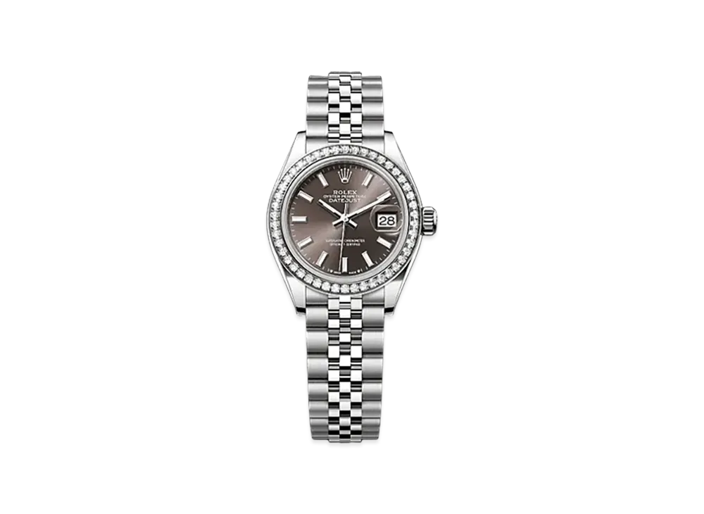 ROLEX Lady-Datejust 28mm Oystersteel & White Gold Diamond 279384RBR "Dark Grey"