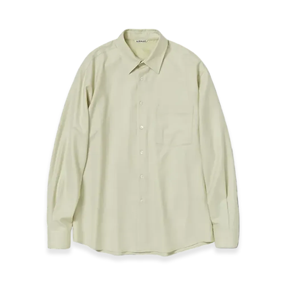 AURALEE Super Light Wool Shirt "Light Khaki"