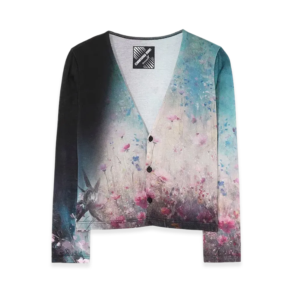 Ground Y x CHAINSAW MAN Collaborate Collection Flower Graphic Cardigan "Black"