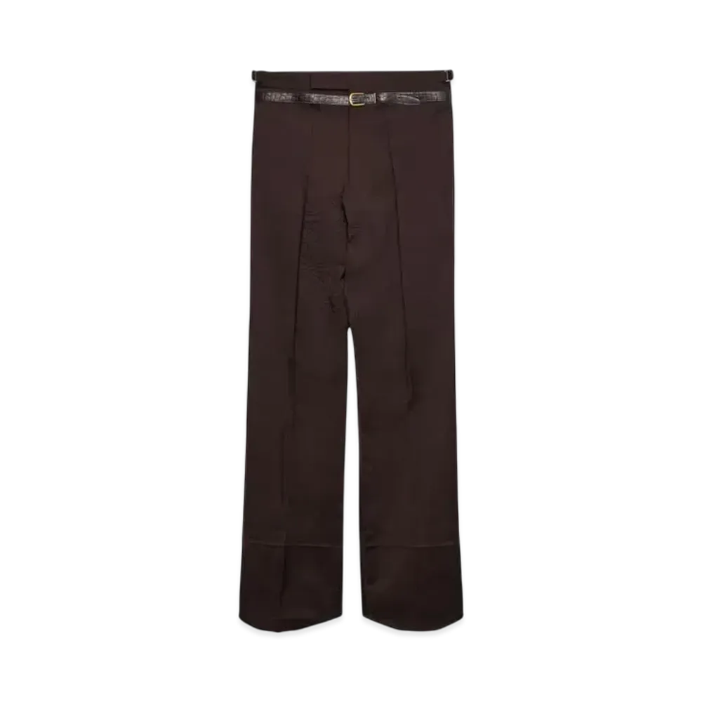 PRADA Men's Mohair and Silk Pants with Printed Belt "Dark Brown"