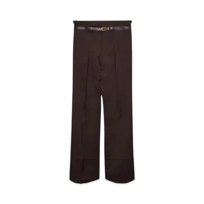 PRADA Men's Mohair and Silk Pants with Printed Belt "Dark Brown"