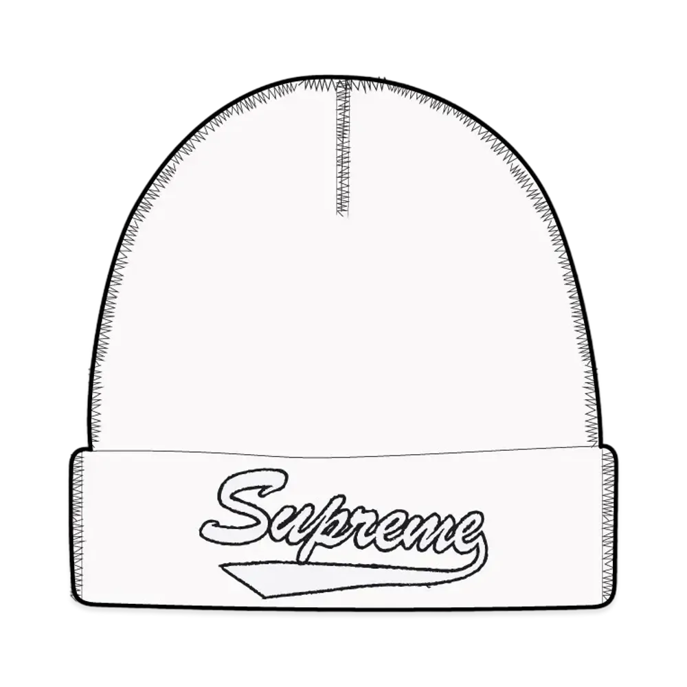 Supreme Contrast Stitch Beanie "White"