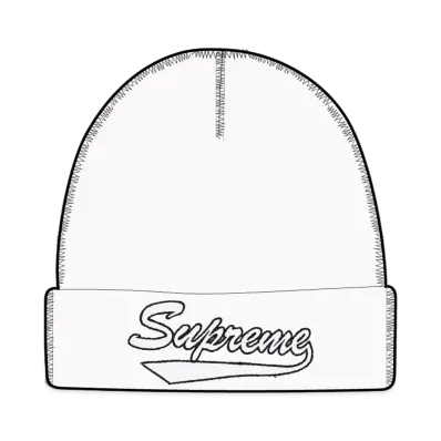 Supreme Contrast Stitch Beanie "White"