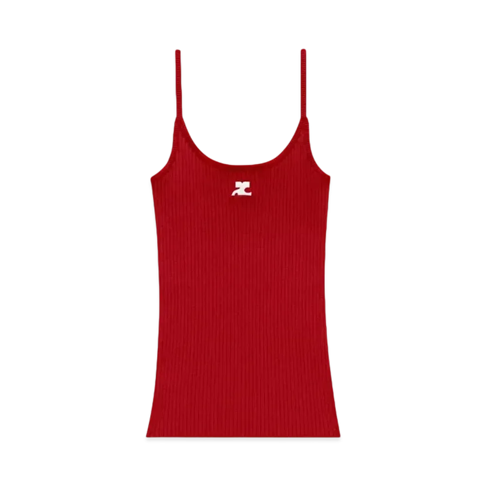 Courreges Reedition Rib Knit Tank Top "Red"