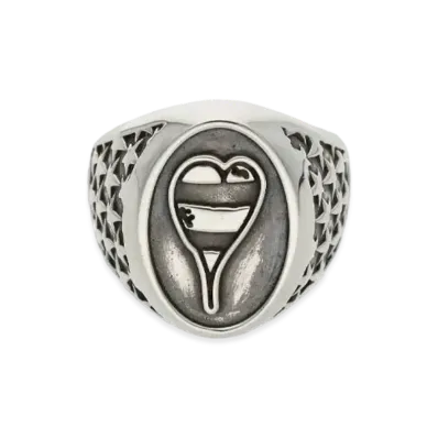 Chrome Hearts PPO Cameo Striped Heart Ring "Silver"