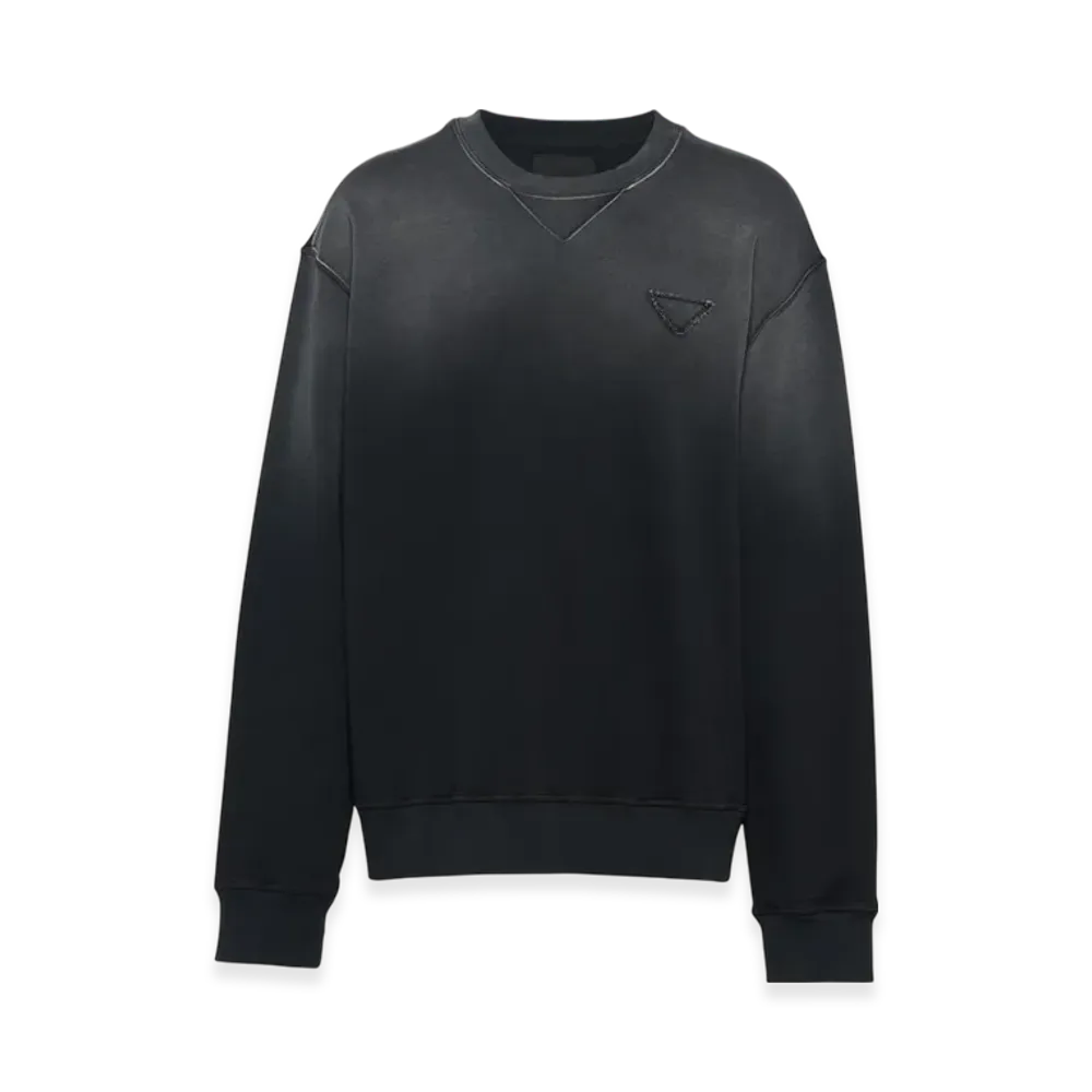 PRADA Oversized Garment-Dyed Cotton Sweatshirt "Black"