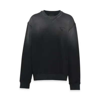 PRADA Oversized Garment-Dyed Cotton Sweatshirt "Black"