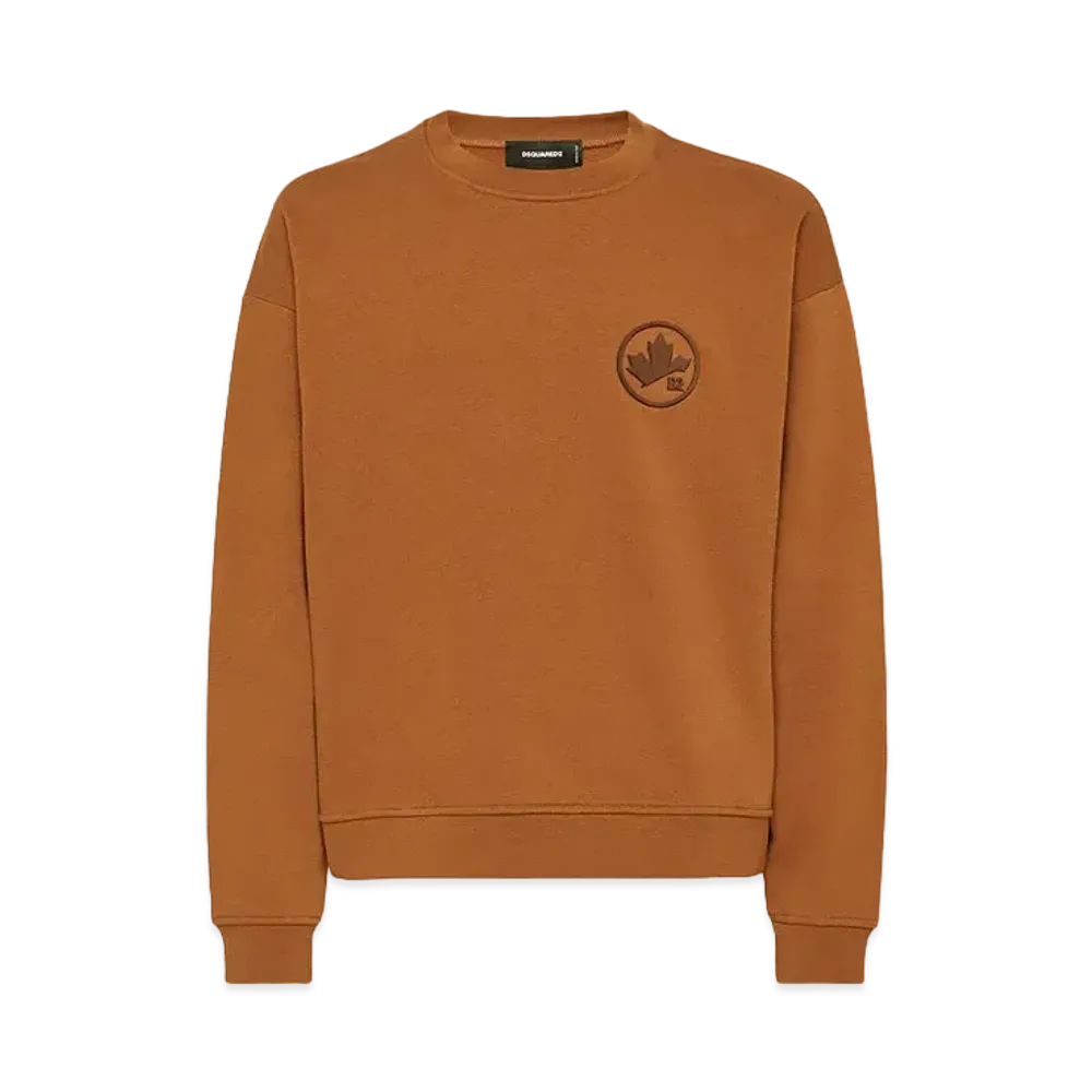 Dsquared2 Maple Leaf Relax Fit Crewneck Sweatshirt "Brown"