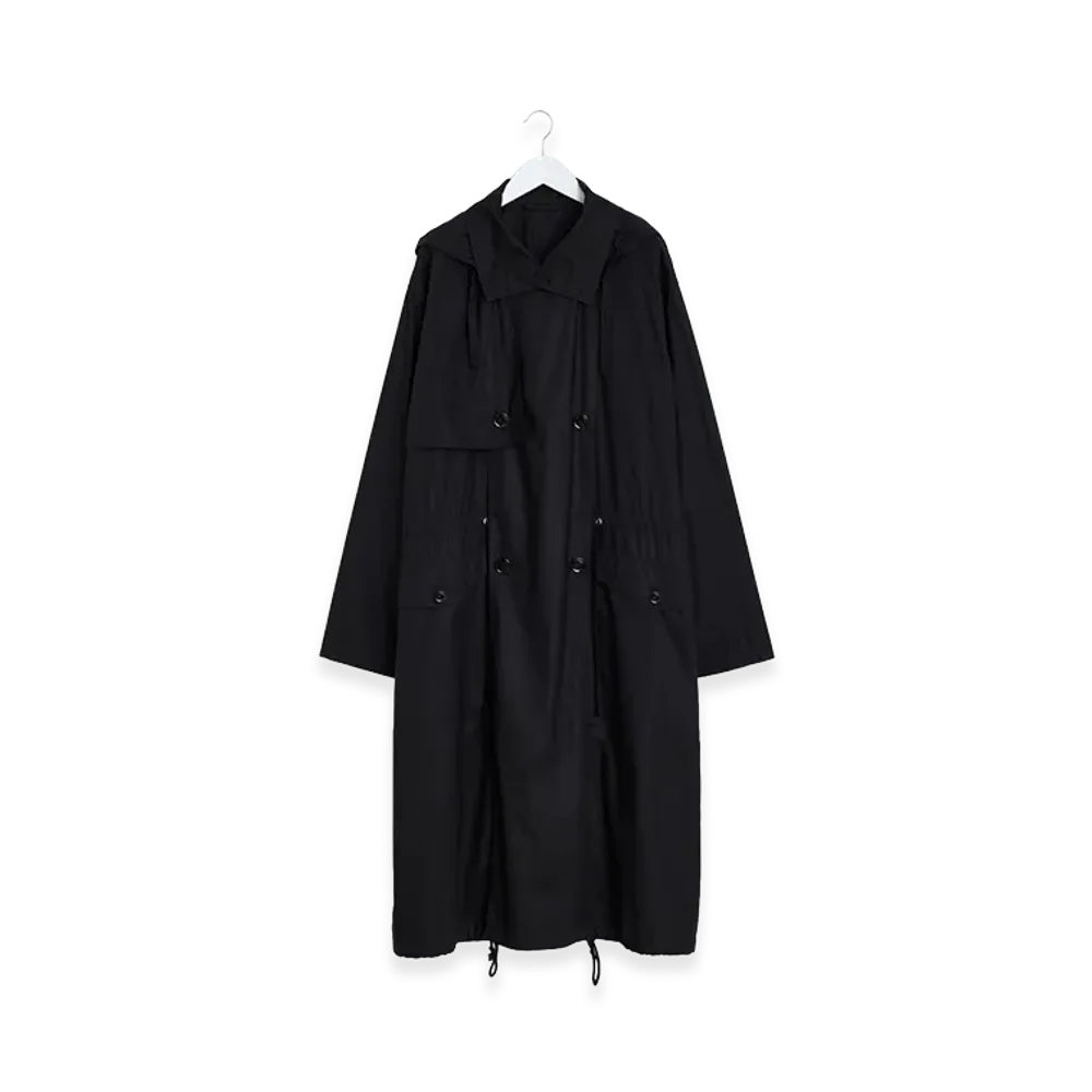 LEMAIRE Light Hooded Trench -WR Light Ventile Cotton- "Black"