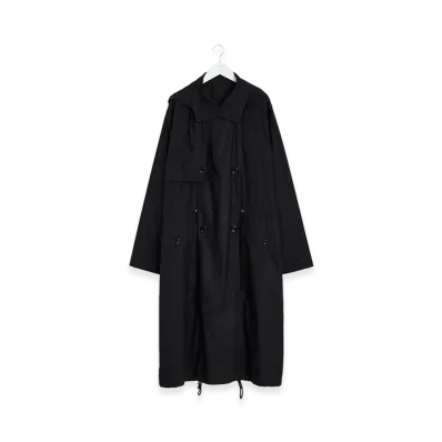 LEMAIRE Light Hooded Trench -WR Light Ventile Cotton- "Black"
