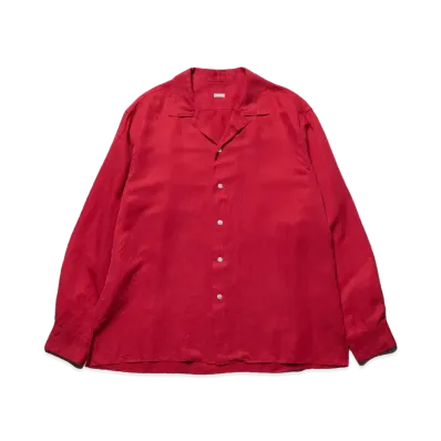 A.PRESSE Vintage Silk Linen Open Collar Shirts "Red"