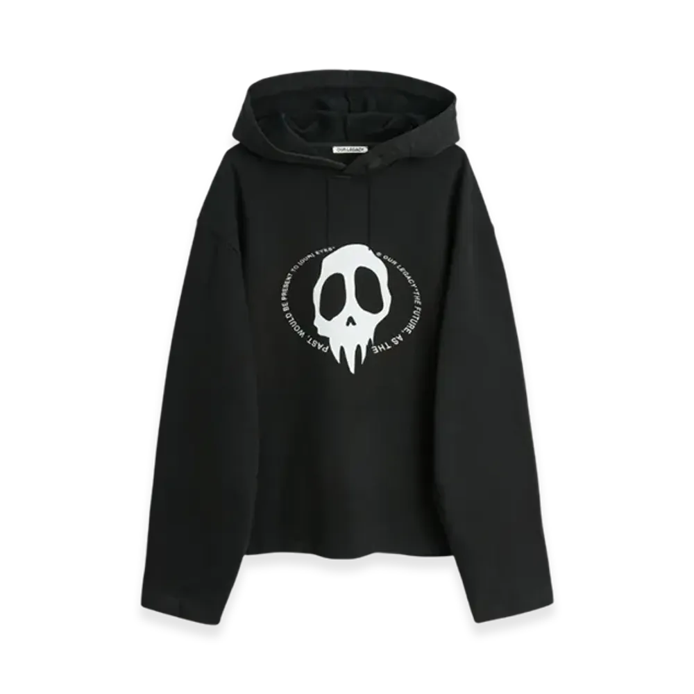 OUR LEGACY Women's Loose Hoodie Maverick Skull Print "Black"