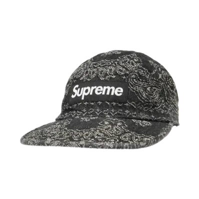Supreme Bandana Jacquard Denim Camp Cap "Black" (25SS)