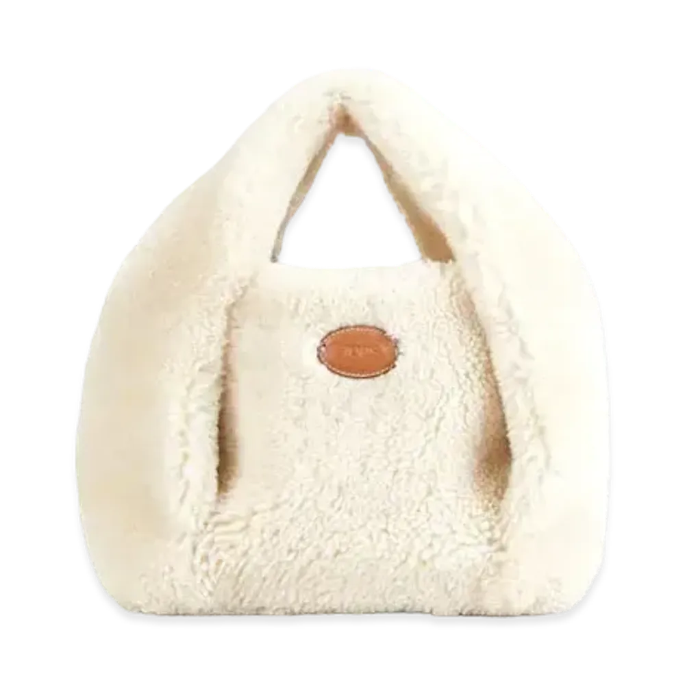 TOD'S Shirt Shopping Bag In Sheepskin Mini "Off White"