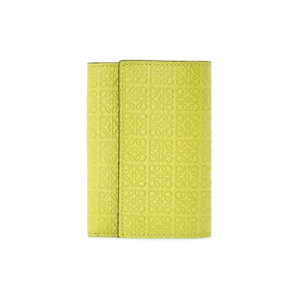 LOEWE Small Vertical Wallet In Embossed Silk Calfskin "Lime Yellow"