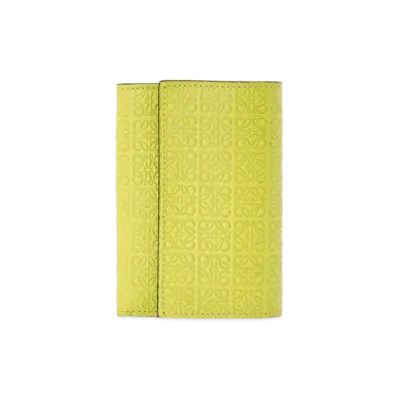 LOEWE Small Vertical Wallet In Embossed Silk Calfskin "Lime Yellow"