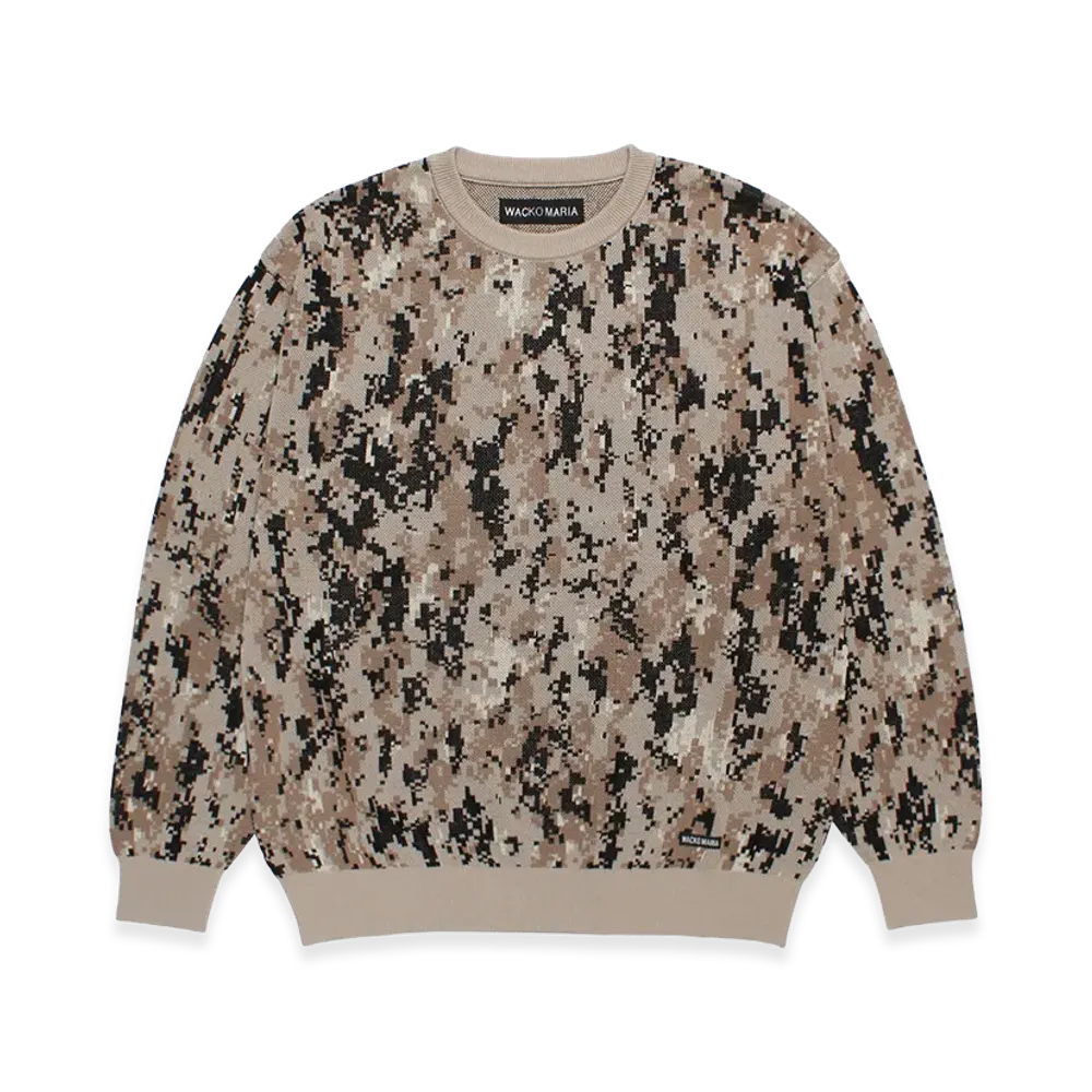 WACKO MARIA Digital Camo Jacquard Knit Sweater "Beige"
