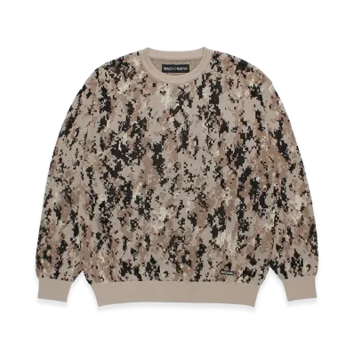 WACKO MARIA Digital Camo Jacquard Knit Sweater "Beige"