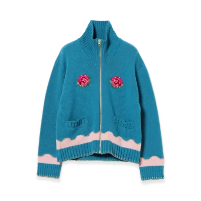 BEAMS COUTURE x RURU MARY'S Jacquard Knit Outerwear "Blue"