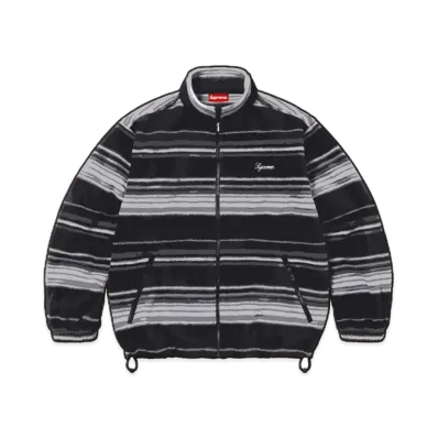 Supreme Stripe Zip Up Fleece Jacket "Black"