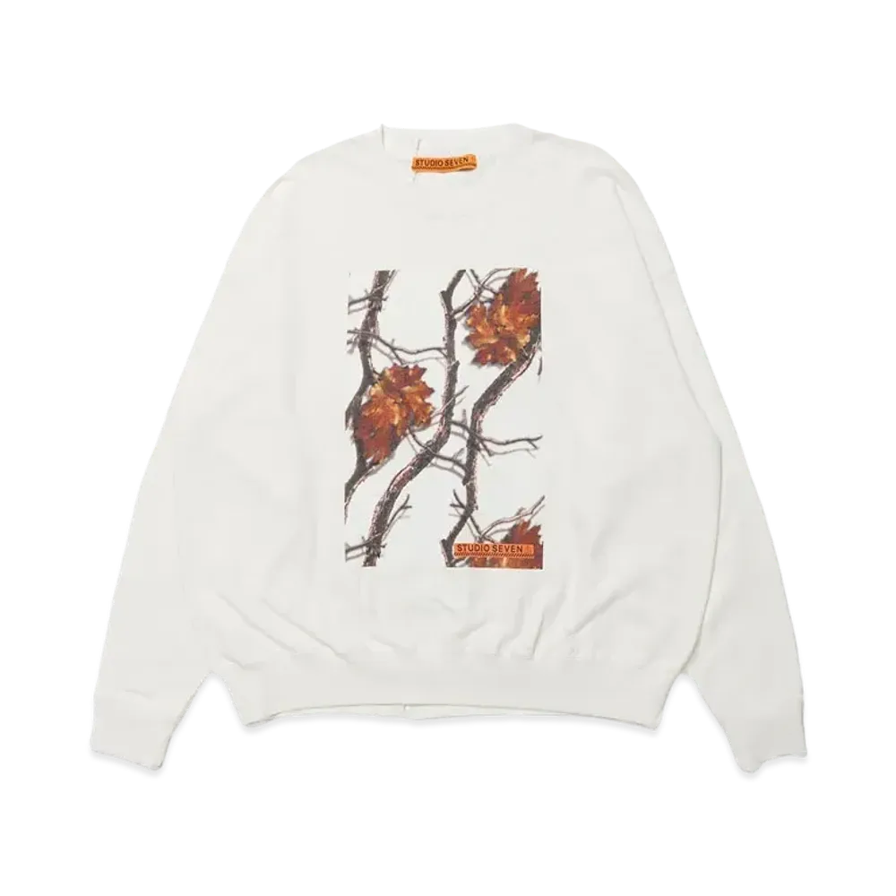 STUDIO SEVEN Real Tree Camo Printed Crew Sweat "WHITE"