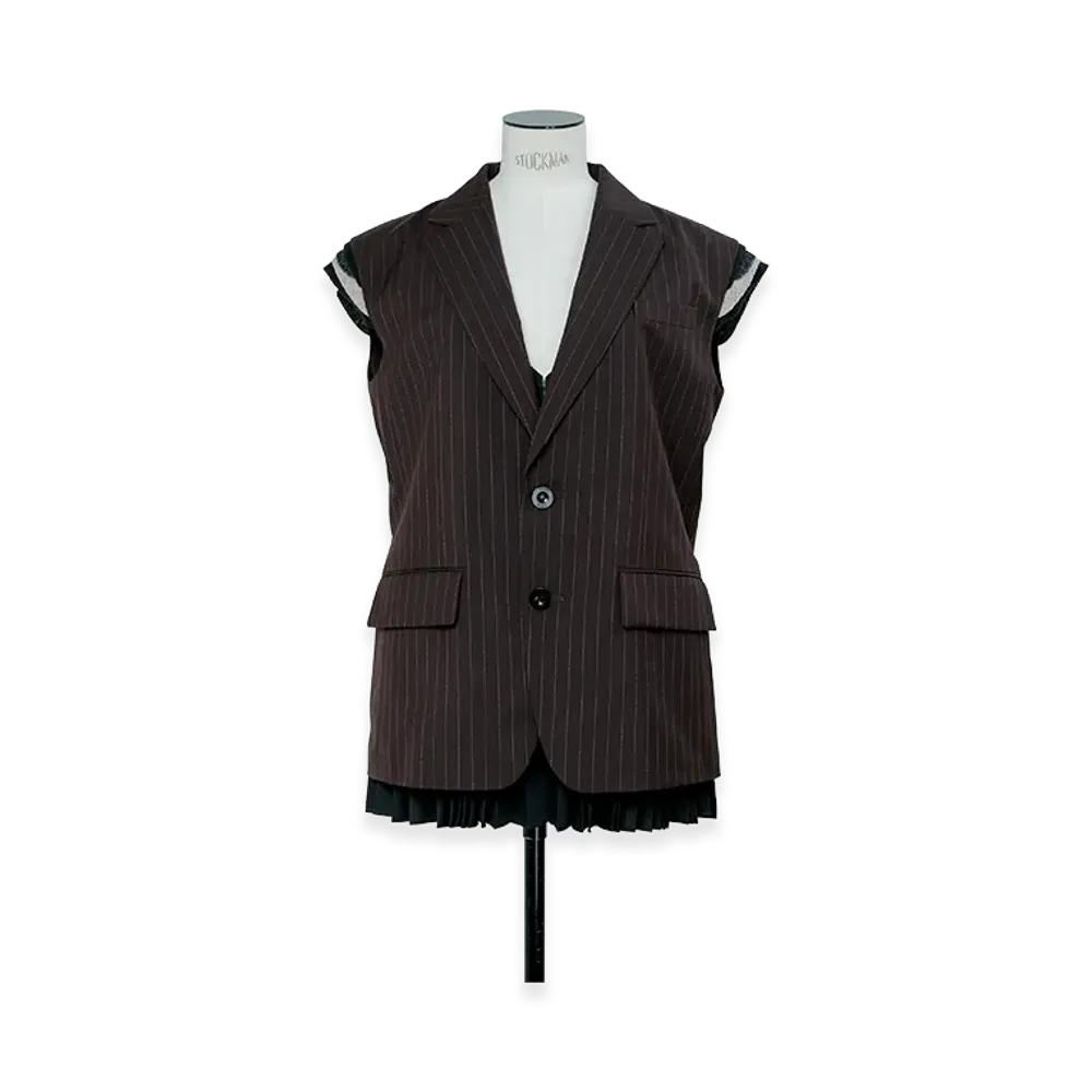 sacai Chalk Stripe Vest "Brown/Black"