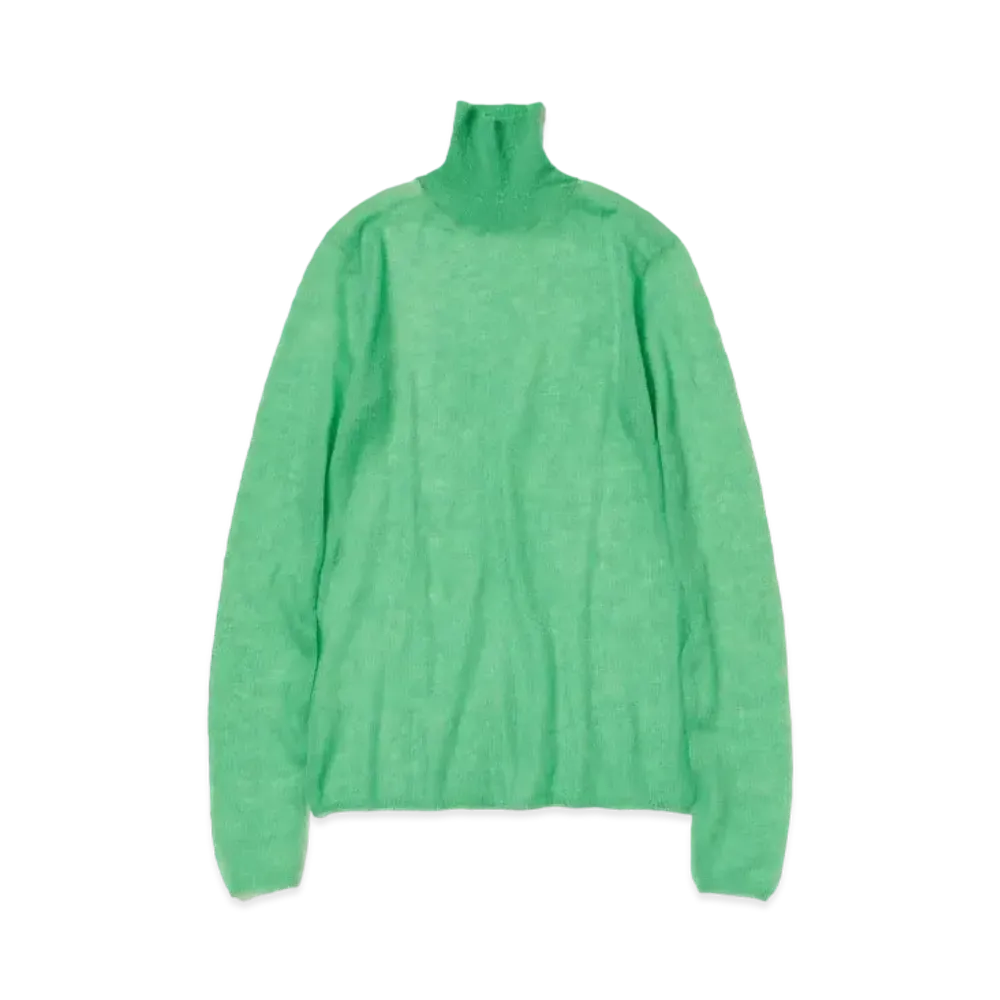 AURALEE Kid Mohair Sheer Knit Turtle "Green"