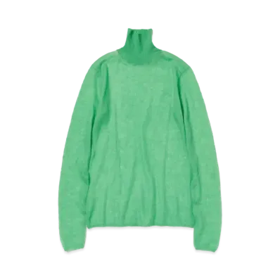 AURALEE Kid Mohair Sheer Knit Turtle "Green"
