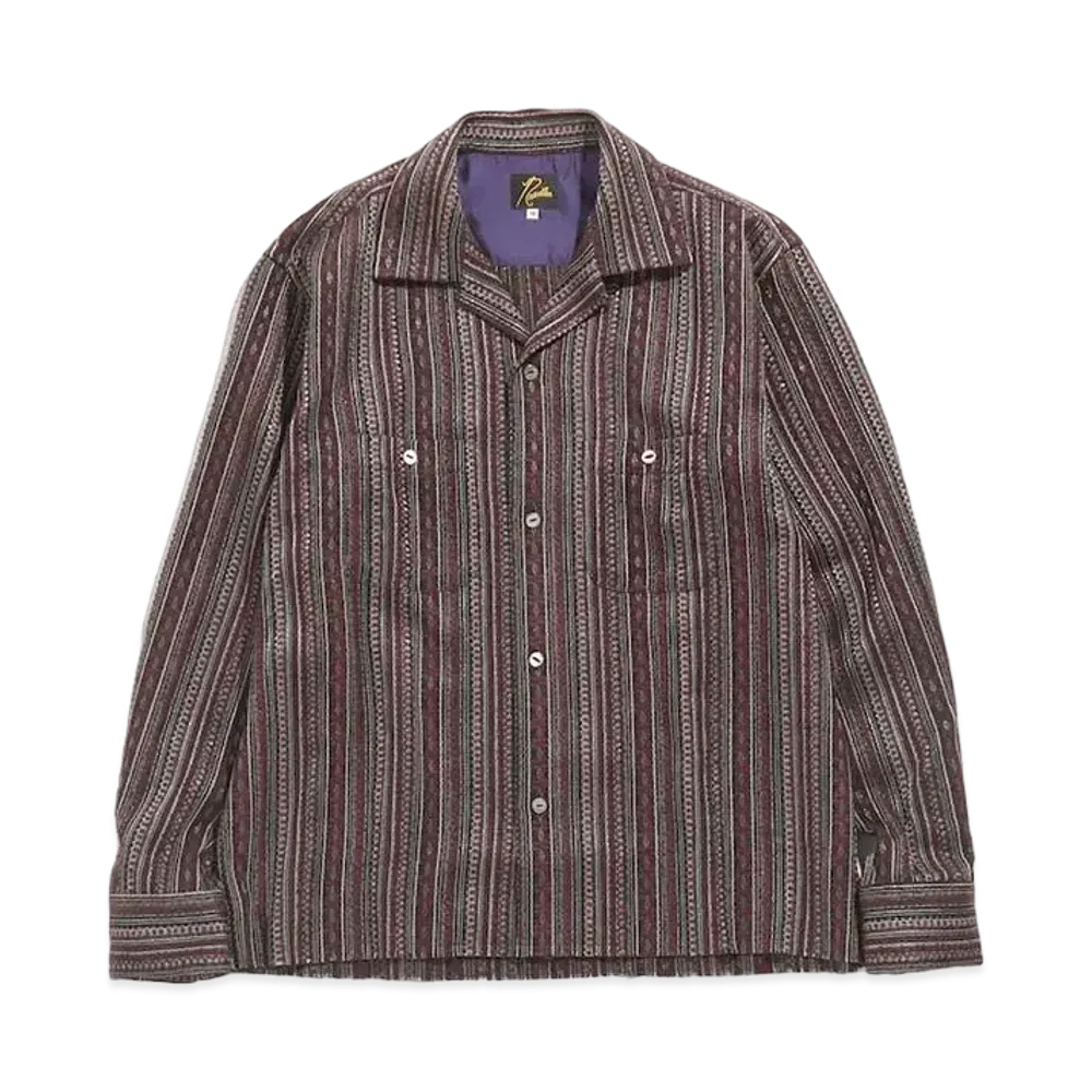 Needles C.O.B. CLASSIC SHIRT - W/AC/PE/R IKAT STRIPE MOLE JQ. "Bordeux"