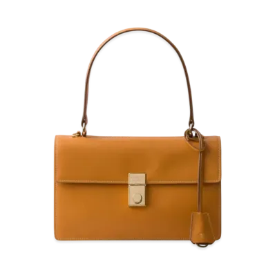 PRADA Medium Leather Shoulder Bag "Mustard Yellow"