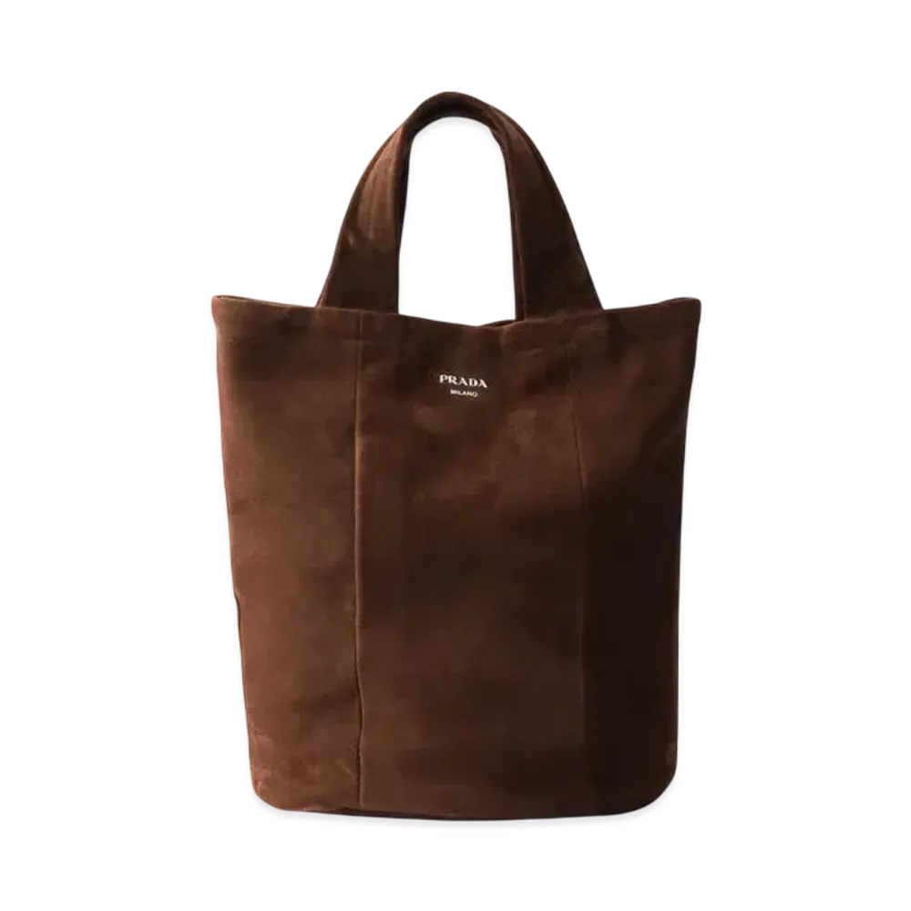 PRADA Suede Tote Bag "Dark Brown"