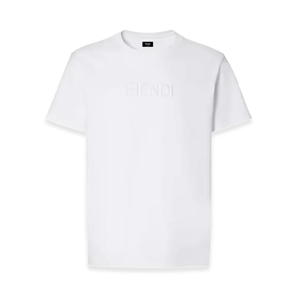 FENDI T-Shirt Slim FF Stiching 3D Emb M.J "White"