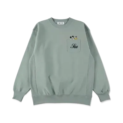 WIND AND SEA Mickey & Pluto / Crew Neck Sweat "Green"