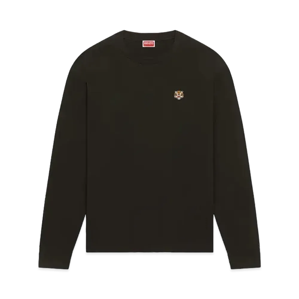 KENZO 'LUCKY TIGER CREST' Embroidered Classic Long SleeveT-shirt "Black"
