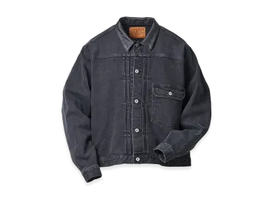 SEDAN ALL-PURPOSE Leather Collar Denim Jacket "Black"