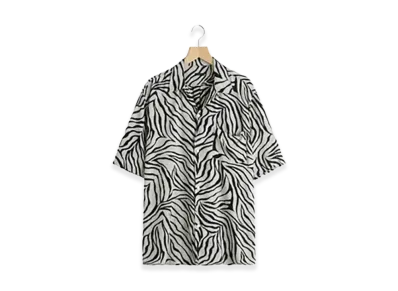 COMOLI ZEBRA S/S Open Collar Shirt "Zebra"
