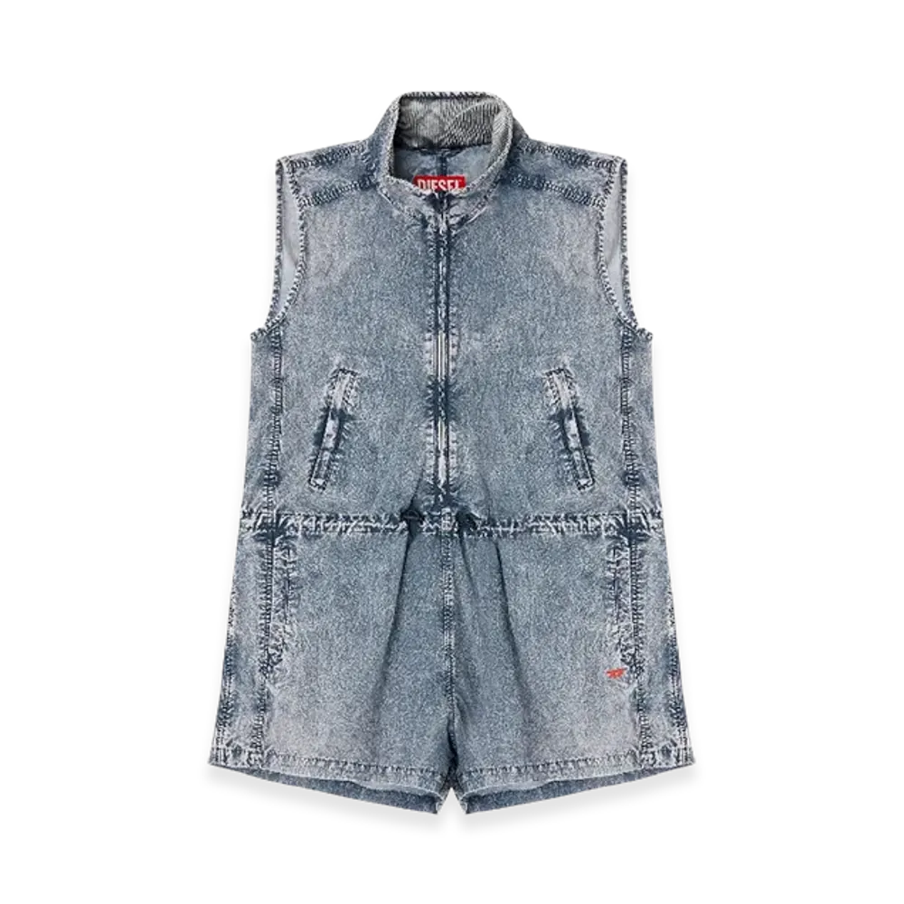 Diesel J-Annet Playsuit In Treated Nylon "Light Blue"