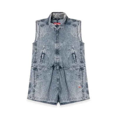 Diesel J-Annet Playsuit In Treated Nylon "Light Blue"